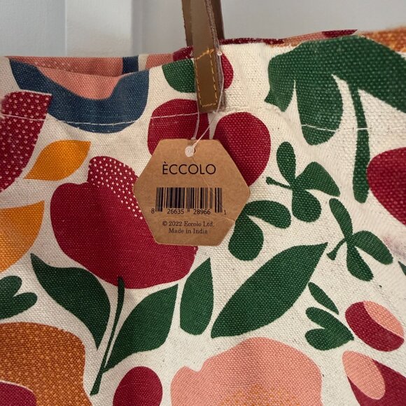 Floral Themed Eccolo Canvas Women's Tote Bag - Picture 3 of 7